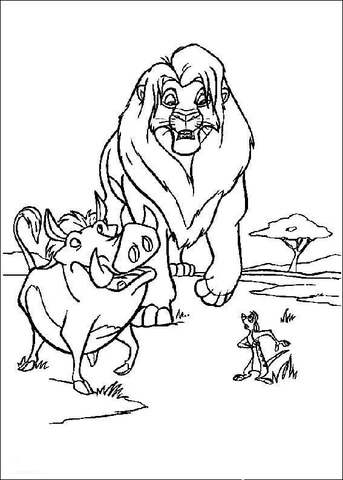 The lion and his friends Coloring page