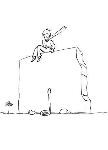 The Little Prince Meets the Snake Coloring page