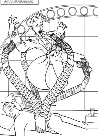 Tentacles of Doctor Octopus in action Coloring page