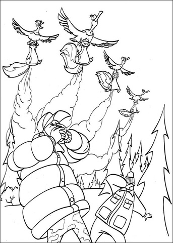 The skunks attack hunters with a bad smell  Coloring page