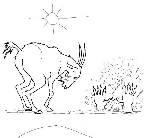 The Third Billy Goat Throws Troll from the Bridge Coloring page