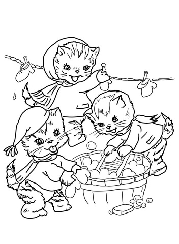 The Three Little Kittens They Washed Their Mittens Coloring page