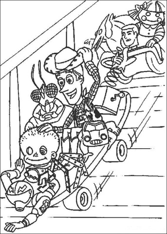 The Toys Are Going Downstairs  Coloring page