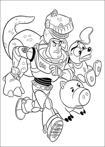 The Toys Are Running Together  Coloring page