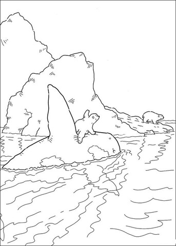 The Whale Takes Little Polar Bear Home  Coloring page