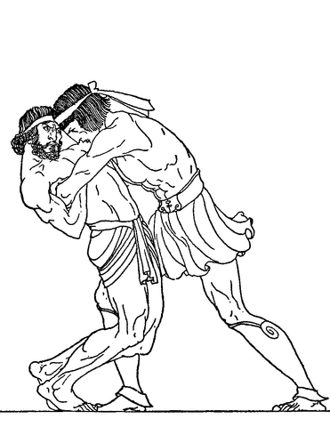 Theseus Stood and the Cretan Wrestler Coloring page