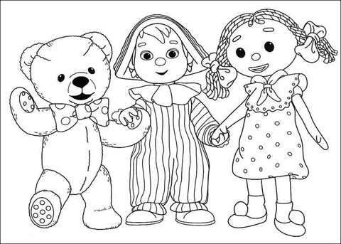 Andy Pandy, Looby Loo and Teddy Coloring page