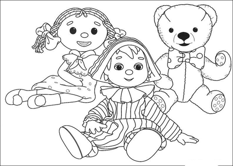 Andy Pandy, Looby Loo and Teddy Are Sitting Together  Coloring page