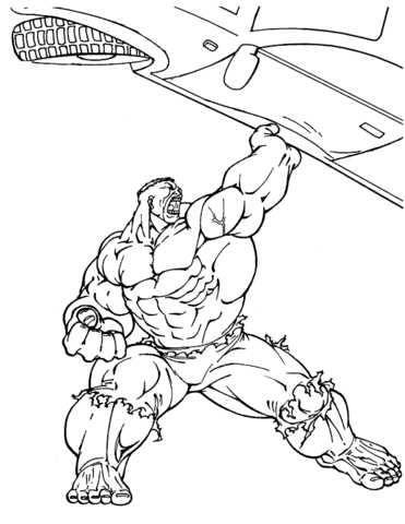 Hulk is lifting a car Coloring page