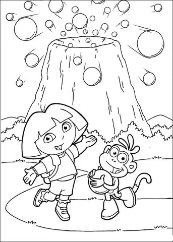 Volcano and balls Coloring page