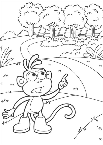 Monkey Boots is showing the way Coloring page