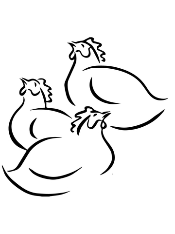 Three French Hens Coloring page