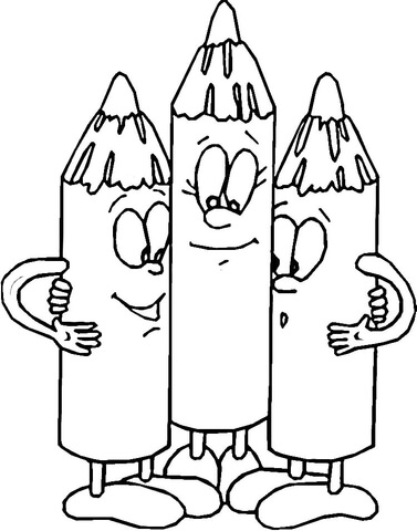 Three Happy Crayons Coloring page