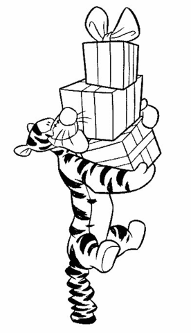 Tigger Holds Some Gifts  Coloring page