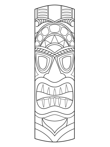 Tiki Mask Coloring page