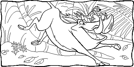 Timon And Pumbaa Are Running Together  Coloring page