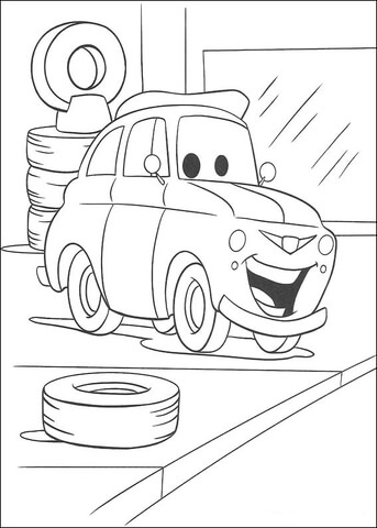 Tires behind Luigi Coloring page