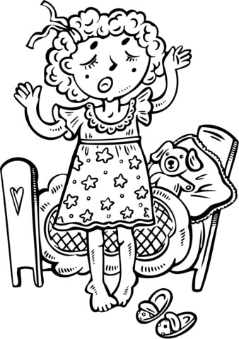 Tired Child Girl Coloring page