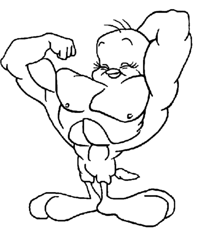 Tweety Bodybuilder Coloring page