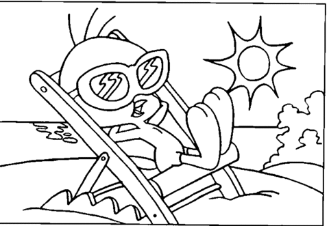 Tweety on the Beach Coloring page