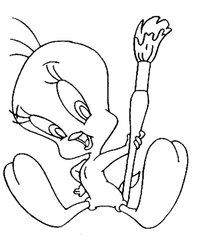 Tweety the Painter Coloring page