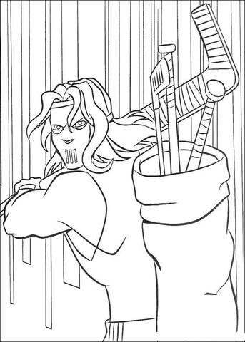 Casey Jones with a hockey stick Coloring page