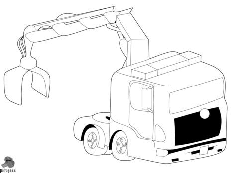 Truck with Crane Coloring page