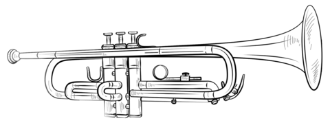 Realistic trumpet Coloring page