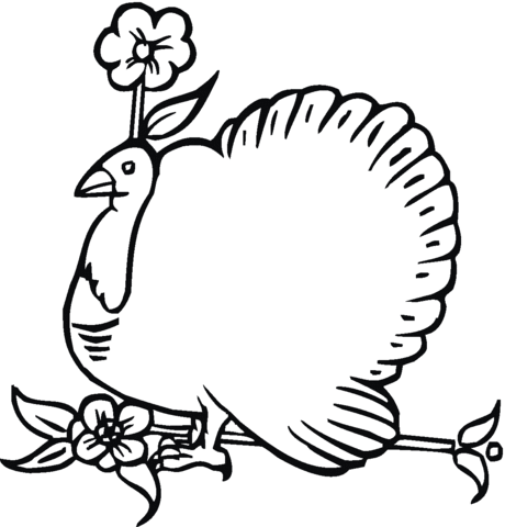 Turkey likes flower Coloring page