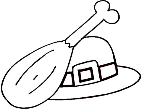 Turkey And Pilgrim Hat  Coloring page