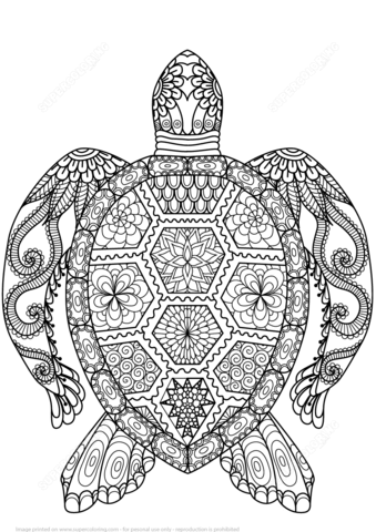 Turtle Zentangle Coloring page