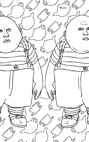 Tweedle Dum and Tweedle Dee  Coloring page