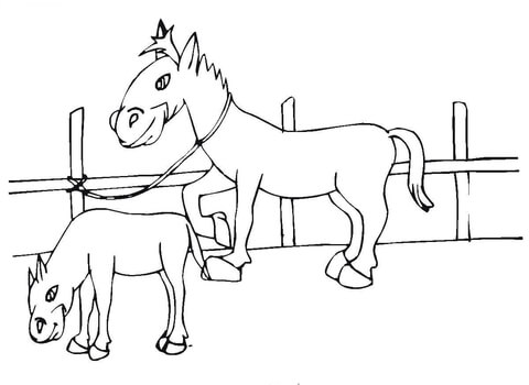 Two Little Ponies  Coloring page