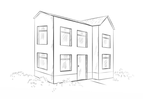 Two Story House Coloring page