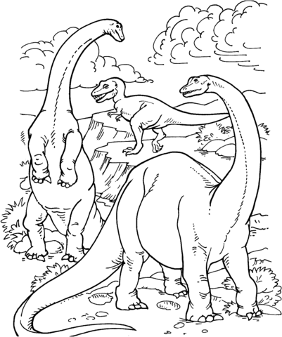 Alamosaurus and Tyrannosaurus Coloring page