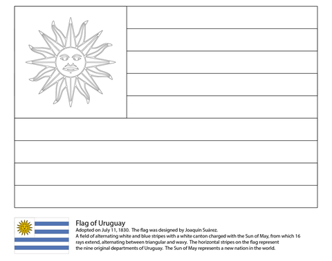 Uruguay Flag Coloring page