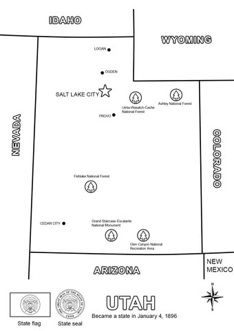 Utah State Map Coloring page