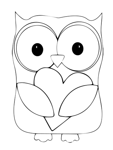 Valentine Day Owl Hugging a Heart Coloring page