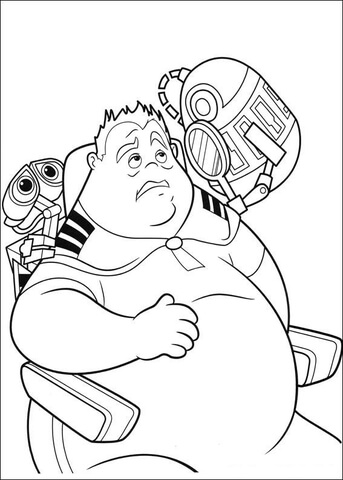 Wall-E And Fat Guy  Coloring page