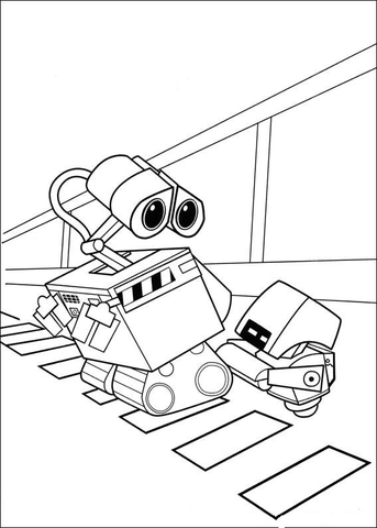 Wall-E And Cleaning Little Robot  Coloring page