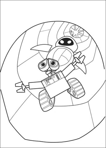 Wall-E And Eva Are In Danger  Coloring page