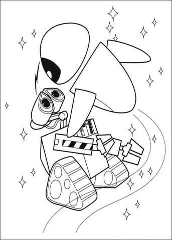 Wall-E And Eva  Coloring page