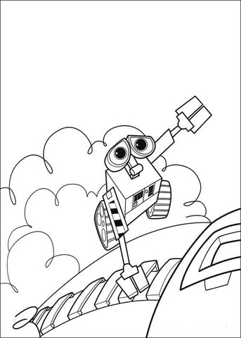 Wall-E Is Flying Away  Coloring page