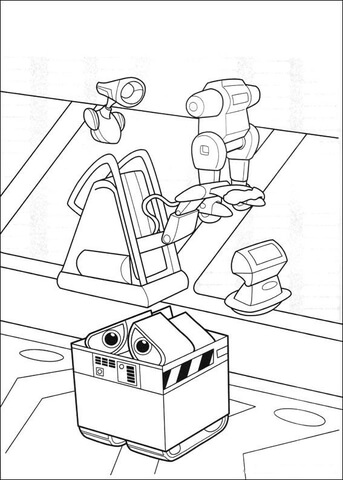 Wall-E Is Hiding  Coloring page