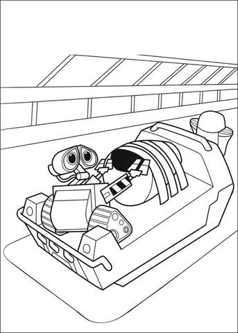 Wall-E Is Protecting Eva  Coloring page