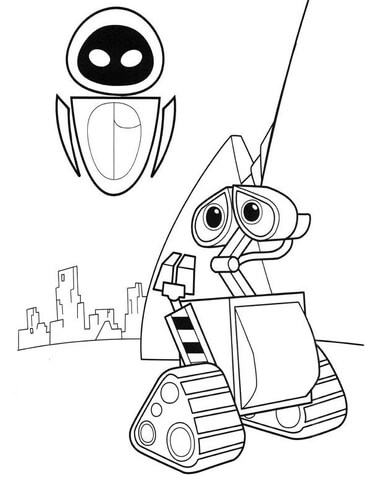 Wall-E Meets Eva  Coloring page