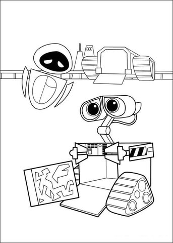 Wall-E Shows To Eva His Work  Coloring page