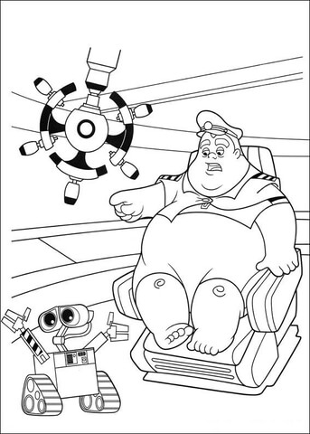 Wall -E Talks With Captain  Coloring page