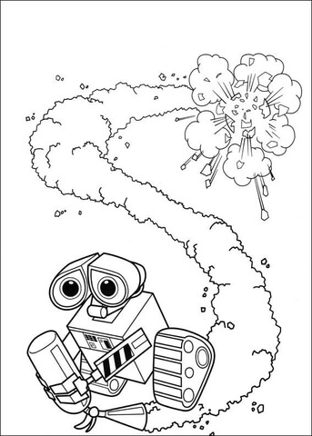 Wall-E With Fire Extinguisher  Coloring page