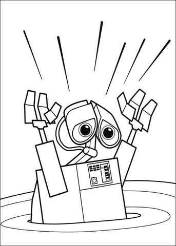 Wall-E With Hands Up  Coloring page